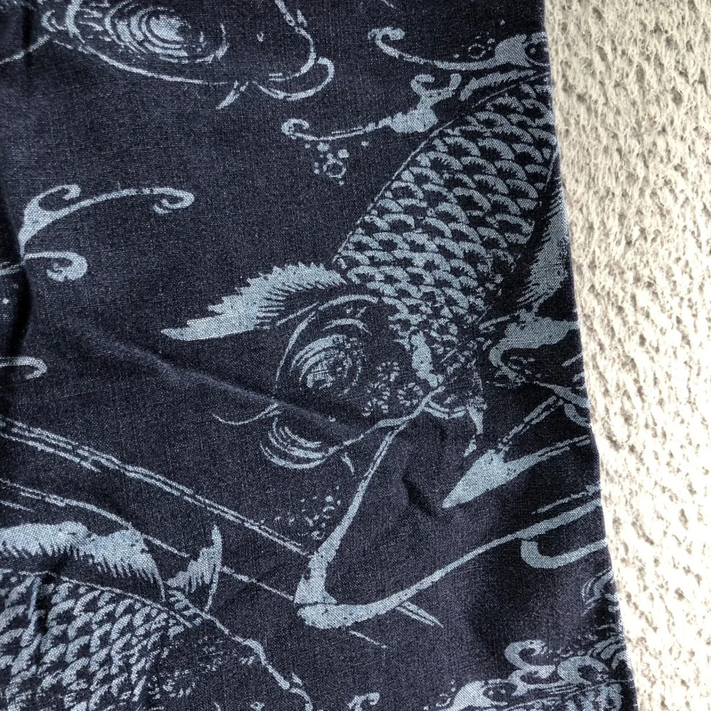 Polo Ralph Lauren Shirt Mens Extra Large Blue Koi Fish Short Sleeve Button Down